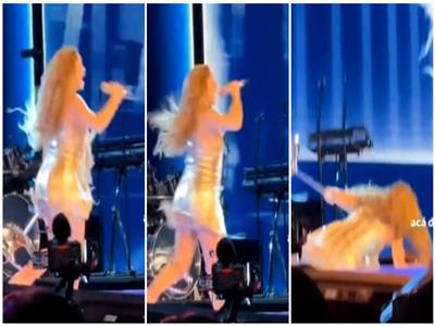  شاكيرا تتخطى سقوطاً مؤلماً على المسرح