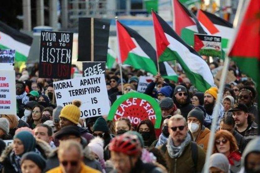  وقفة في نيويورك ضد شركة متهمة بدعم الصناعات العسكرية الإسرائيلية